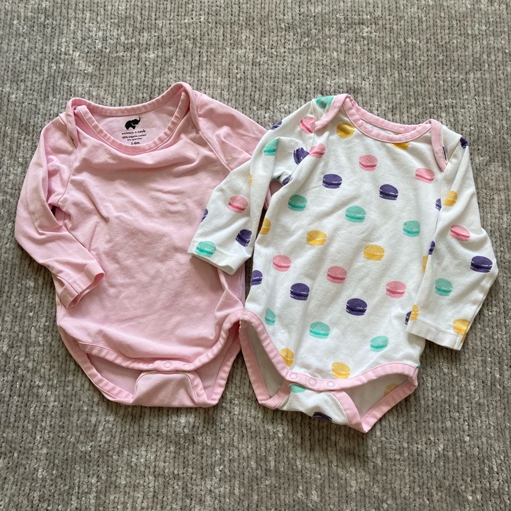 Monica + Andy‎ Baby Bodysuit Set Macaron Print Pink 3-6 Months